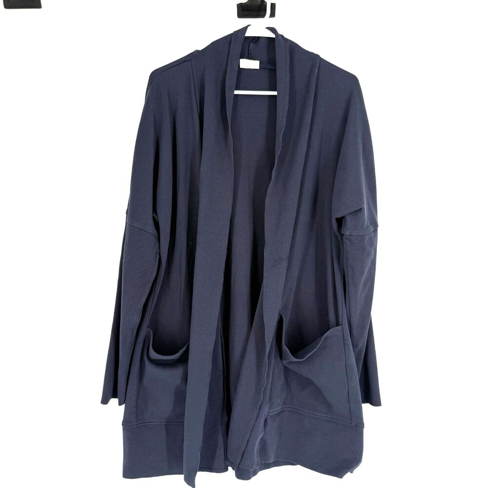 Pact Airplane Wrap Cardigan Long Sleeve Organic Cotton Basic Comfy Blue Size M/L